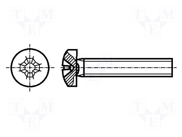 Screw; M4x10; 0.7; Head: cheese head; Phillips; PH2; steel; zinc BOSSARD B4X10/BN384