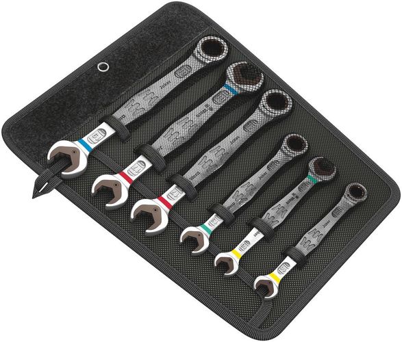 6000/6002 Joker 6 Set 1 Ratcheting combination / double open-end wrenches set, 1 x 10x159; 1 x 13x177; 1 x 17x224; 1 x 19x246; 1 x 10x13x167; 1 x 17x19x235, Wera 05020022001