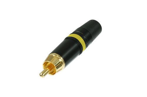 Plug RCA yellow, black body, cable mount, NYS373-4 NEUTRIK-REAN NTR-NYS373-4