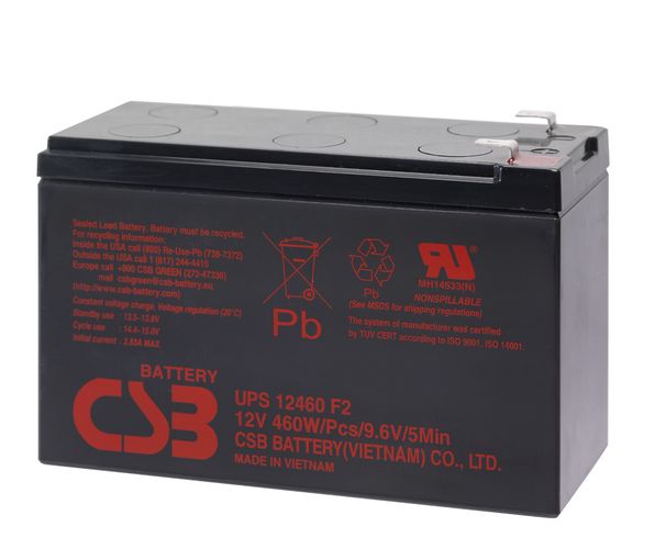 Lead acid battery 12V 460W@5min Pb AGM VRLA CSB CSB-UPS12460