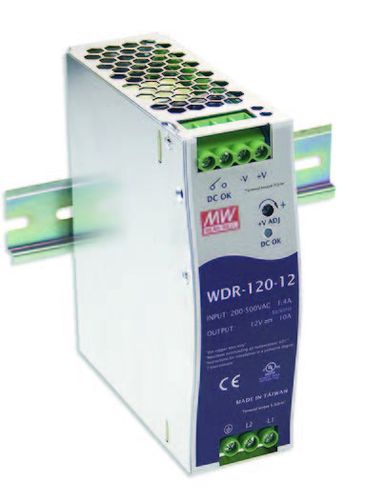 120W single output DIN rail power supply 24V 5A, MEAN WELL WDR-120-24