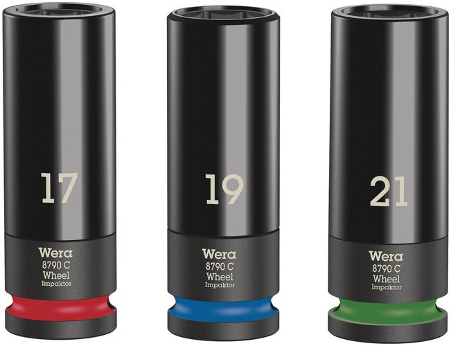 Wheel Impaktor C Set 1 Socket set, 1/2" drive, 1 x 17.0x85.0x30.0; 1 x 19.0x85.0x30.0; 1 x 21.0x85.0x32.0, Wera 05004595001