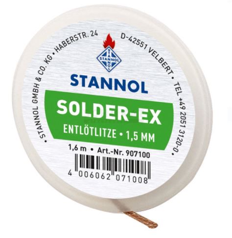 Desoldering wick S2 1.5mmx1.6m (size 050) Stannol S/907100 4006062071008