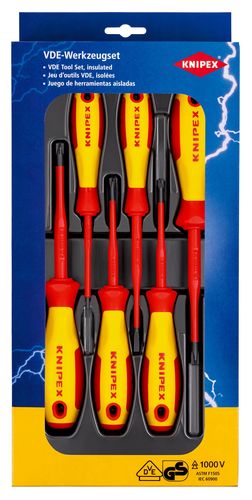 KNIPEX 00 20 12 V05 VDE Screwdriver Set PlusMinus / Slotted 6 parts  00 20 12 V05 4003773082569