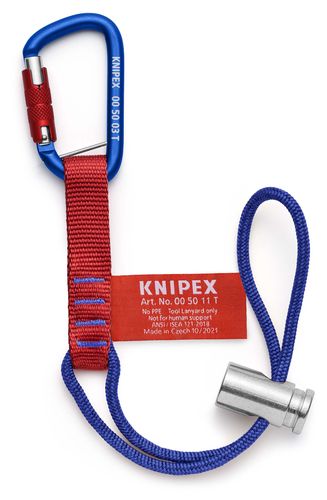 KNIPEX 00 50 13 T BK Adapter Straps with fixated carabiner For tool fall protection 186 mm 00 50 13 T BK 4003773088035