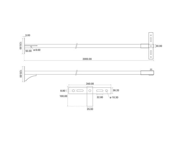 Prožektorite pikendusvars 200 cm - kinnitus 50-100W, must 01-011-021-04