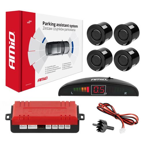 Parking assistant system LED 4 sensor black, AMiO 5903293015650