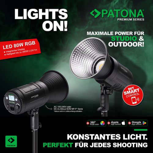 PATONA Premium LED professional photo light video light LED 80W RGB, PATONA 4275 4055655246729