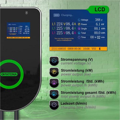 PATONA Premium Wallbox WB1-11 Charging Station Electric Pillar Socket for Electric Car, PATONA 2635 4055655230384