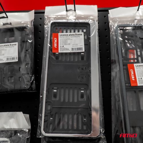 License Plate Frame small - BLACK CHROME, AMiO 5903293021095