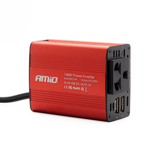 Power Inverter AMiO 12V/230V 150W/300W 2xUSB PI01, AMiO 5903293024683