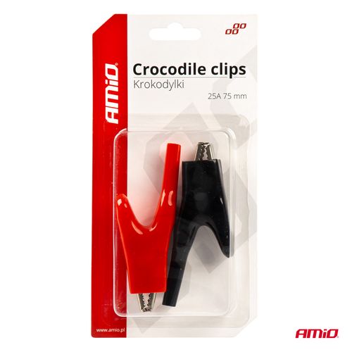 Crocodile clips 2 pcs 25A 75mm AMIO-03046 5903293030462