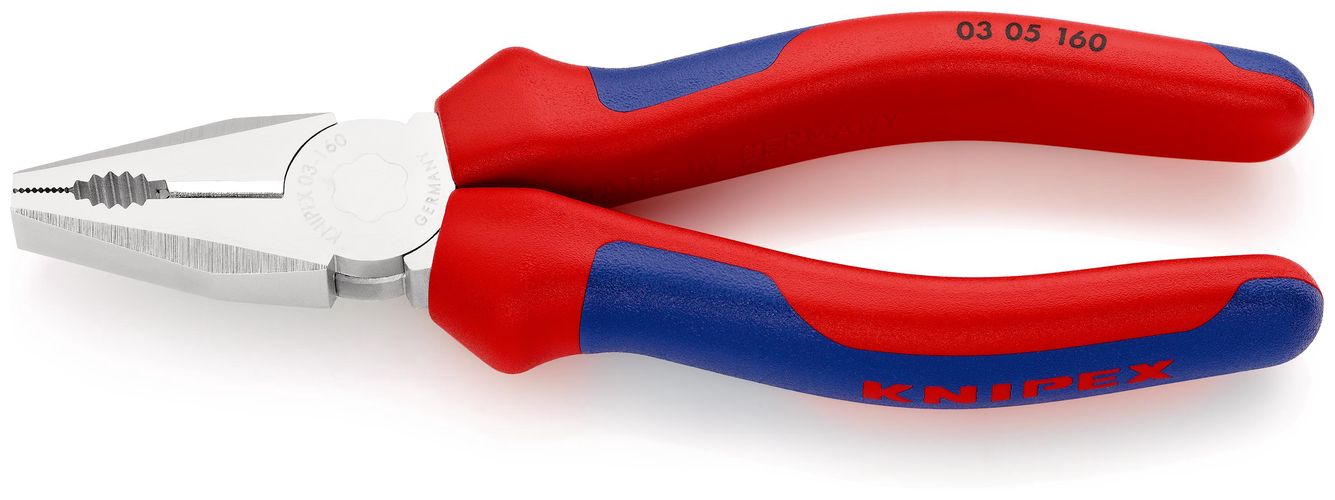 KNIPEX 03 05 160 Combination Pliers with multicomponent handles chrome-plated 160 mm 03 05 160 4003773039518