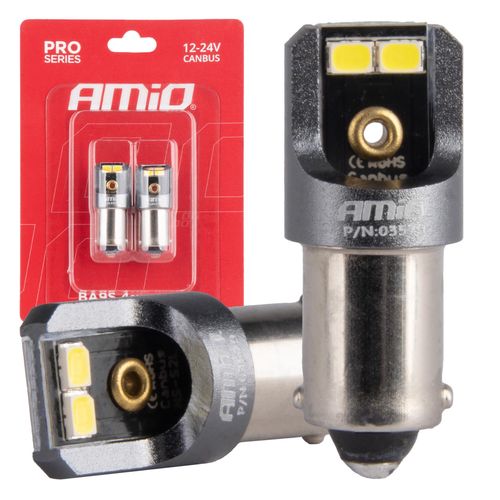 LED bulbs CANBUS PRO T4W BA9S 4x2016 SMD white 12V 24V AMIO-03579, AMiO 5903293035795