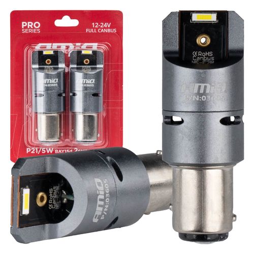 LED CANBUS PRO series BAY15D P21/5W 2x1860SMD White 12/24V FULL CANBUS with FAN AMIO-03605, AMiO 5903293036051