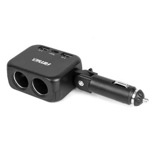 Double extension socket charger 2x USB A 1x USB C 12/24V 100W 180° AMIO-04357, AMiO 5903293043578