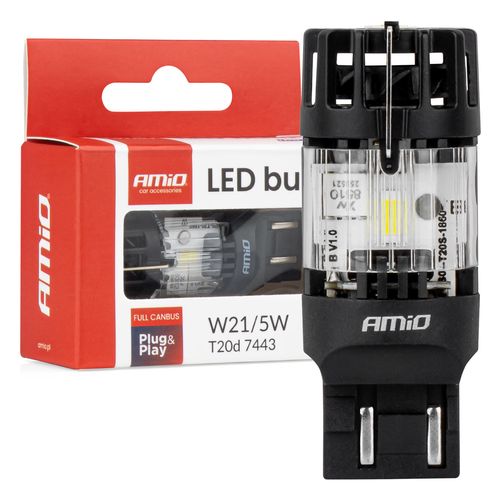 LED bulb LumiTec T20D 7443 W21/5W 12V FULL CANBUS white 1 pc AMIO-04687, AMiO 04687 5903293046876