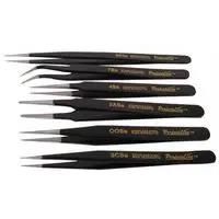 6 Piece Black Epoxy Tweezer Set JS-555T..