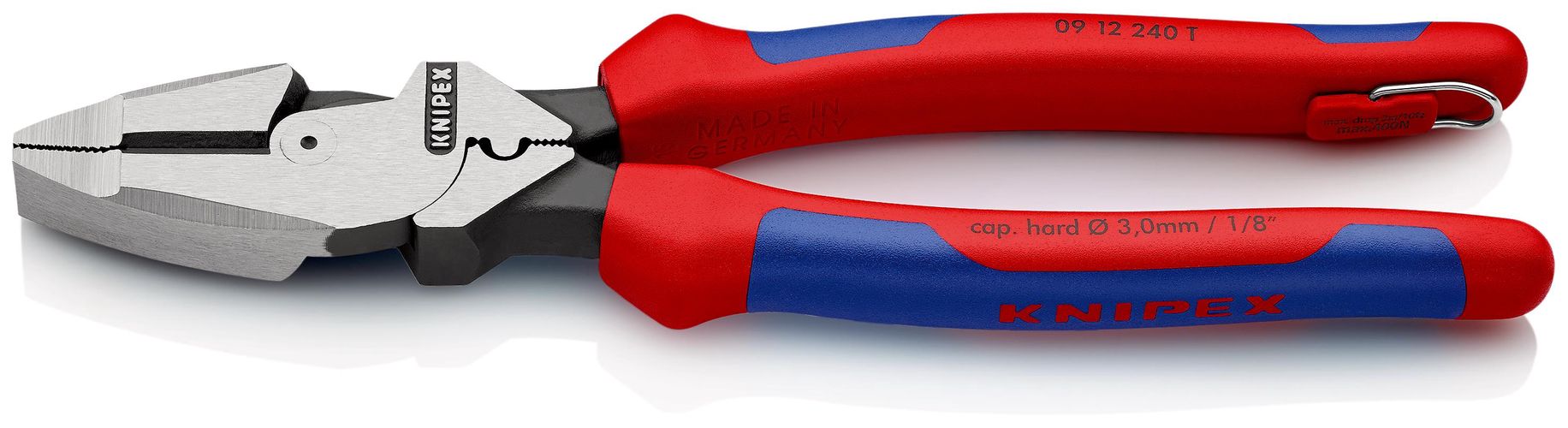 KNIPEX 09 12 240 T Lineman's Pliers American style with slim multi-component grips, with integrated tether attachment point for a tool tether black atramentized 240 mm 09 12 240 T 4003773079958