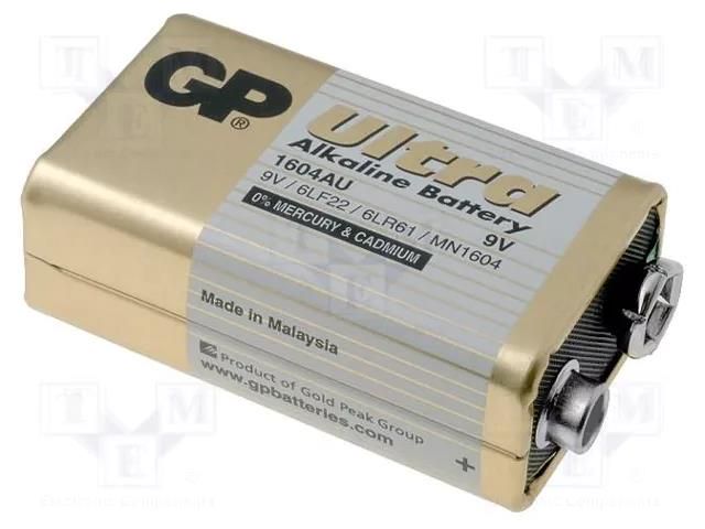 Battery: alkaline; 6F22; 9V; non-rechargeable; 48.5x26.5x17.5mm GP BAT-6F22L/U-SH