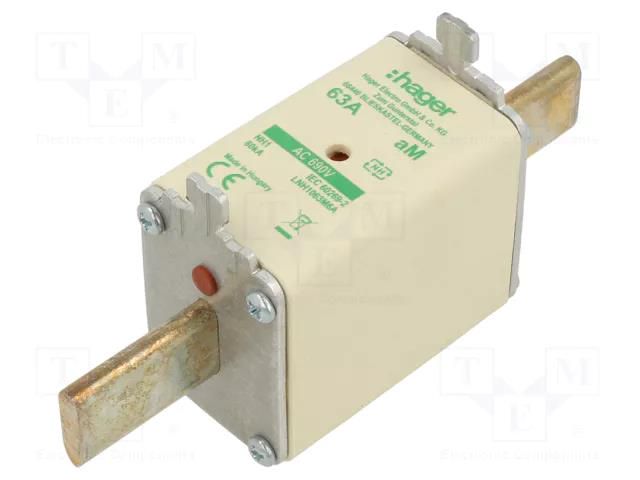Fuse: fuse; 63A; 690VAC; aM; industrial; NH1 HAGER LNH1063M6A