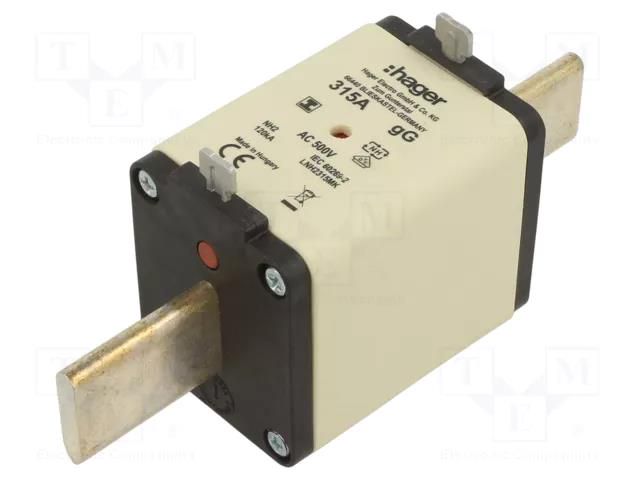 Fuse: fuse; 315A; 500VAC; gG; industrial; NH2 HAGER LNH2315MK