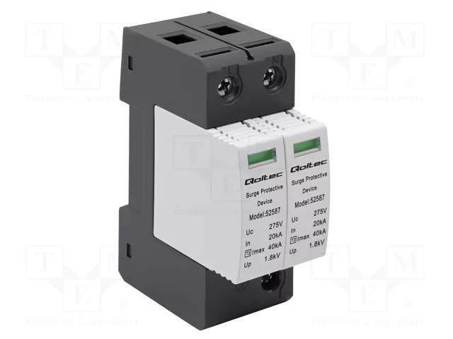 Surge arrester; Type 2; Poles: 2; for DIN rail mounting; -10÷85°C QOLTEC QOLTEC-52587