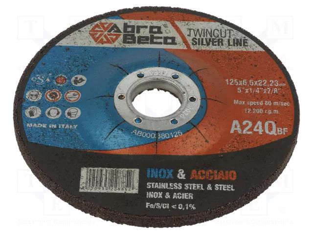 Grinding wheel; Ø: 125mm; Øhole: 22.23mm; Thk: 6.5mm ABRA BETA AB000380125