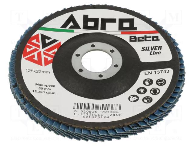 Flap grinding wheels; Ø: 125mm; Øhole: 22.23mm; Granularity: 40 ABRA BETA AB001020104