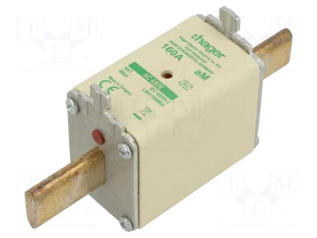 Fuse: fuse; 160A; 690VAC; aM; industrial; NH1 HAGER LNH1160M6A