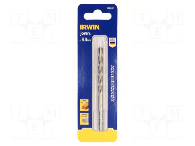Drill bit; for concrete; Ø: 6mm; L: 100mm; cemented carbide IRWIN IRW-10501821