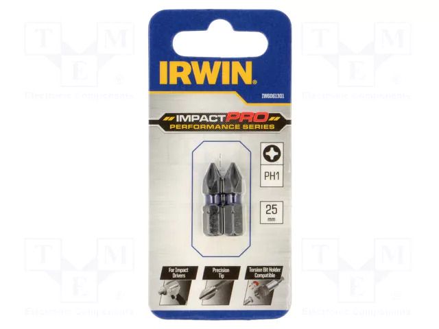 Screwdriver bit; Phillips; PH1; Kind: impact; 2pcs; IMPACT PRO IRWIN IRW-IW6061301
