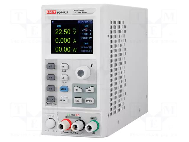 Power supply: laboratory; single-channel,programmable; 0÷60VDC UNI-T UDP6721