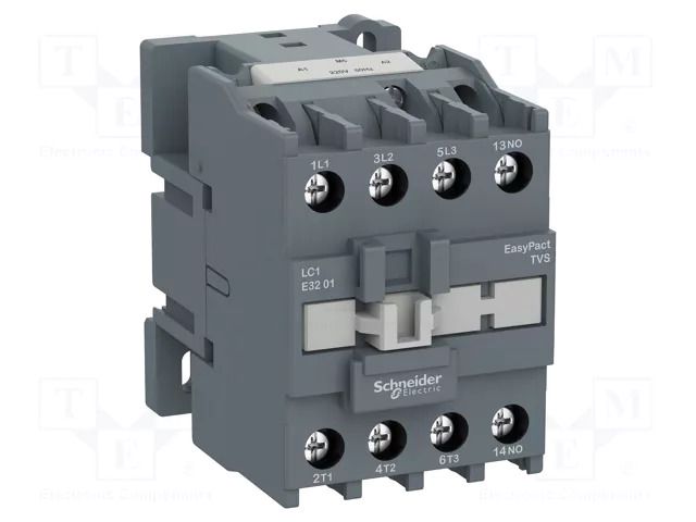 Contactor: 3-pole; NO x3; Auxiliary contacts: NC; 220VAC; 32A; 690V SCHNEIDER ELECTRIC LC1E3201M5