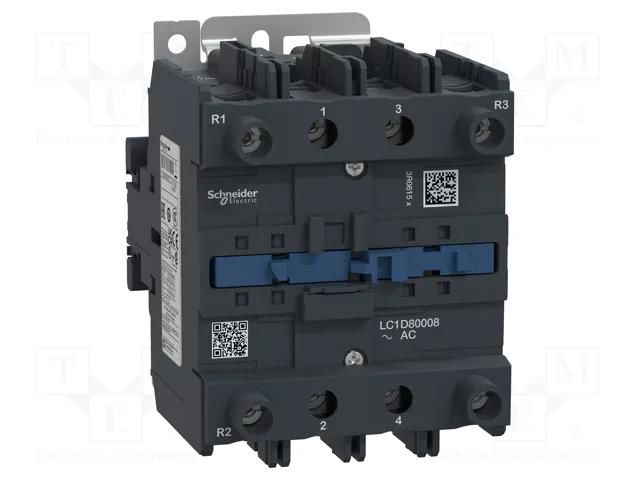 Contactor: 3-pole; NC x2 + NO x2; 48VAC; 80A; TeSys D; W: 96mm SCHNEIDER ELECTRIC LC1D80008E7