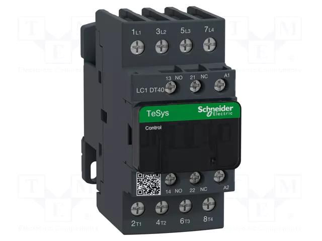 Contactor: 4-pole; NO x4; Auxiliary contacts: NC + NO; 230VAC; 40A SCHNEIDER ELECTRIC LC1DT40P7