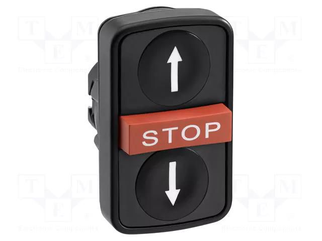 Switch: triple; 22mm; Stabl.pos: 1; black/red/black; none; IP66 SCHNEIDER ELECTRIC ZB5AA72124