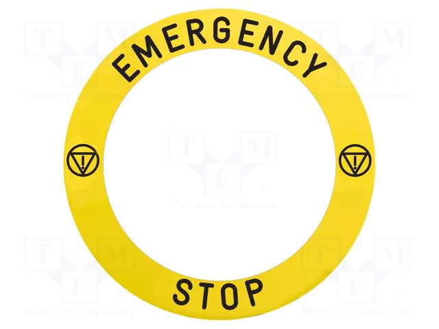 Label; Harmony XB4; yellow; Ø90mm; for emergency button SCHNEIDER ELECTRIC ZBY8L330