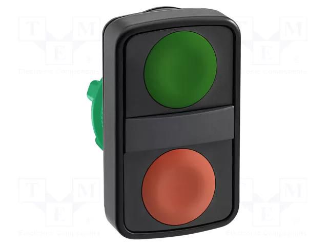 Switch: double; 22mm; Stabl.pos: 1; green/red; none; IP66; flat SCHNEIDER ELECTRIC ZB5AA7340