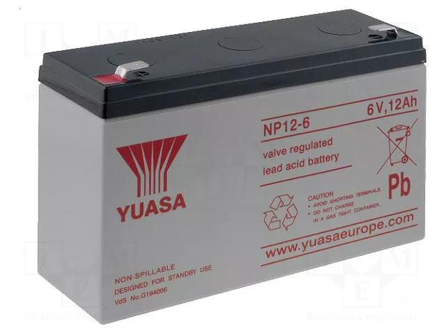 Re-battery: acid-lead; 6V; 12Ah; AGM; maintenance-free; 2.05kg YUASA ACCU-HP12-6/Y