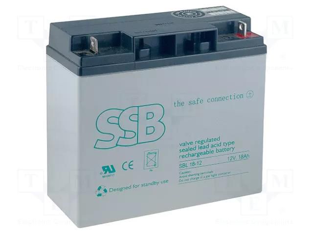 Re-battery: acid-lead; 12V; 18Ah; AGM; maintenance-free; 5kg SSB ACCU-HP18-12SL