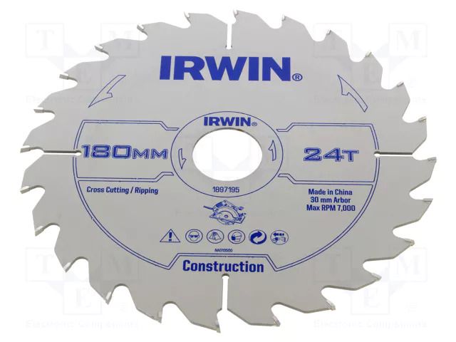 Circular saw; Ø: 180mm; Øhole: 30mm; Teeth: 24; wood IRWIN IRW-1897195
