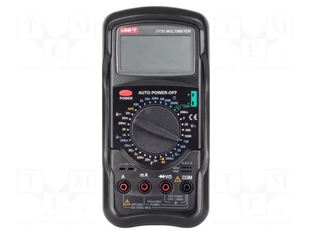 Digital multimeter; LCD; VDC: 200mV,2V,20V,200V,1kV; -20÷1000°C UNI-T UT53