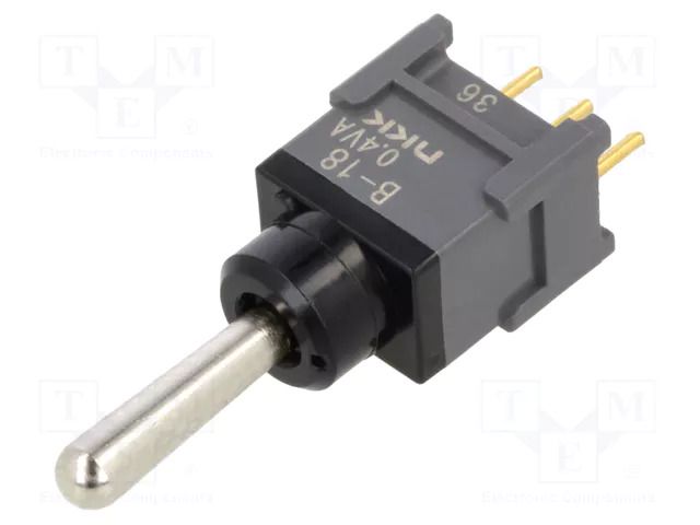 Switch: toggle; Pos: 3; SP3T; (ON)-OFF-(ON); 0.1A/28VAC; 0.1A/28VDC NKK SWITCHES B18AP