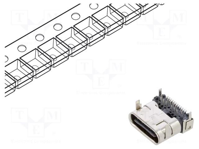 Connector: USB C; socket; hybrid SMT/THT; PIN: 24; horizontal; 5A GCT USB4065-30-A