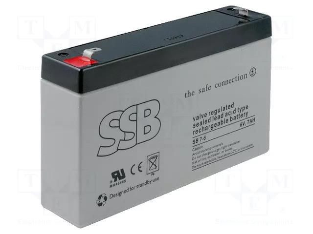 Re-battery: acid-lead; 6V; 7Ah; AGM; maintenance-free; 1.2kg SSB ACCU-HP7-6/S