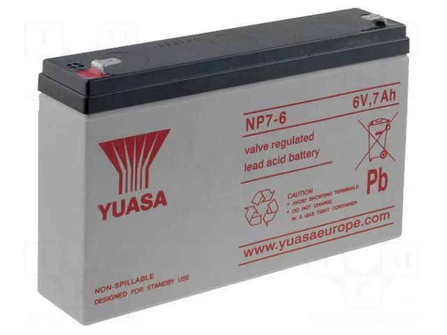 Re-battery: acid-lead; 6V; 7Ah; AGM; maintenance-free; 1.35kg YUASA ACCU-HP7-6/Y