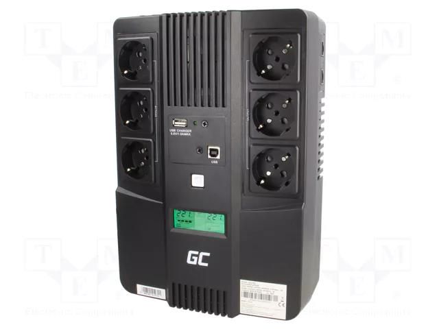 Power supply: UPS; 360W; 600VA; 207÷253V; 270x190x92mm; 7Ah; 2÷10ms GREEN CELL GC-UPS06