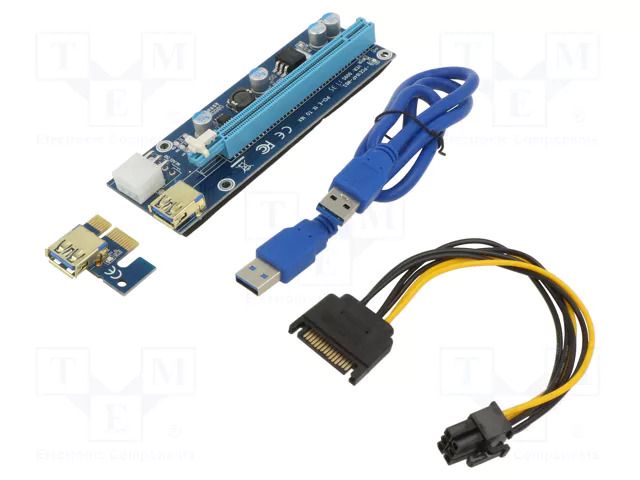 Riser; USB 3.0; blue; Application: Bitcoin Miner; 550mm AKYGA AK-CA-64