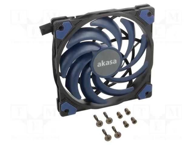 Fan: DC; axial; 12VDC; 120x120x15mm; 31.5dBA; HDB; 700÷2000rpm; slim Akasa AK-FN122-BL